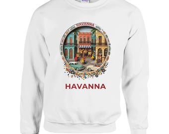 Havanna Kuba Sweatshirt – Retro 50er Jahre Szene, Tanz & Musik, Vintage Karibik Style, Farbenfrohes Design für Damen und Herren