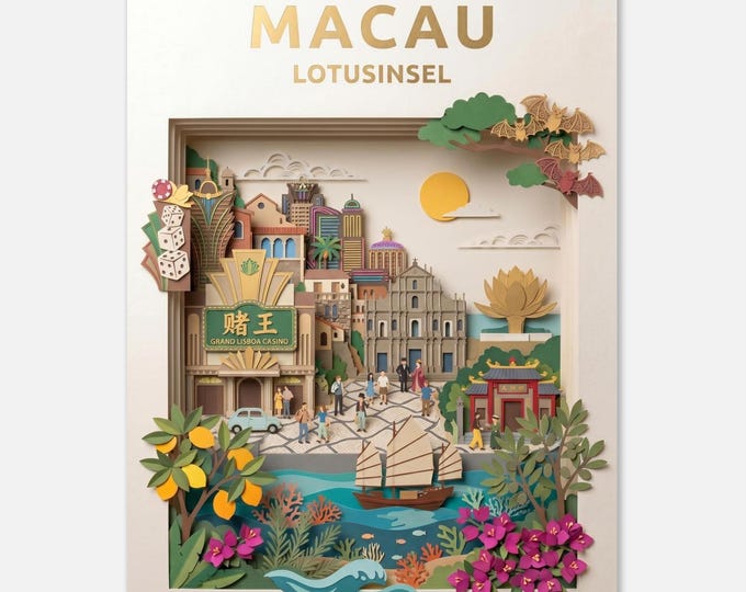 MACAU – Lotus Island | Travel Poster