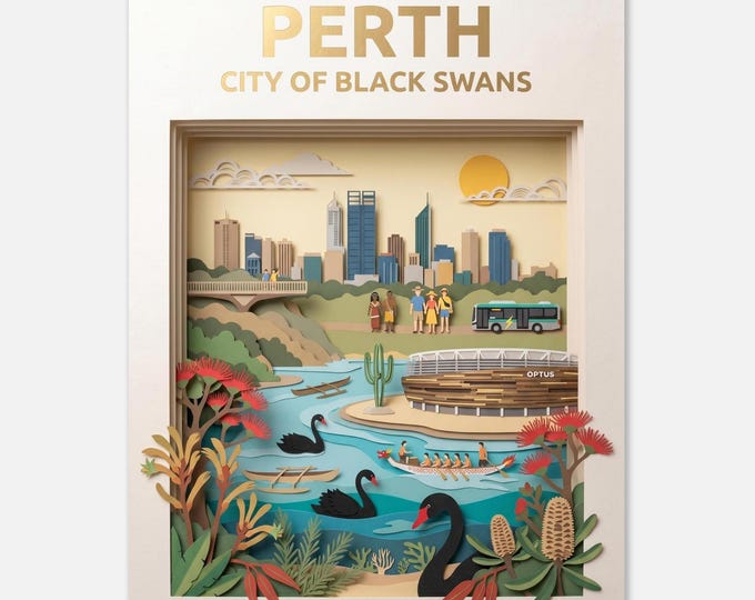 PERTH – City of black swans | Travel poster