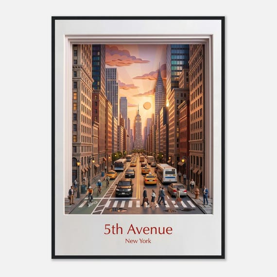 NEW YORK - 5th Avenue, gerahmt