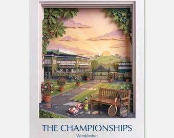 WIMBLEDON - Wimbledon 2026 Tennis Tournament Wall Art | Paper Cut Style Art Print