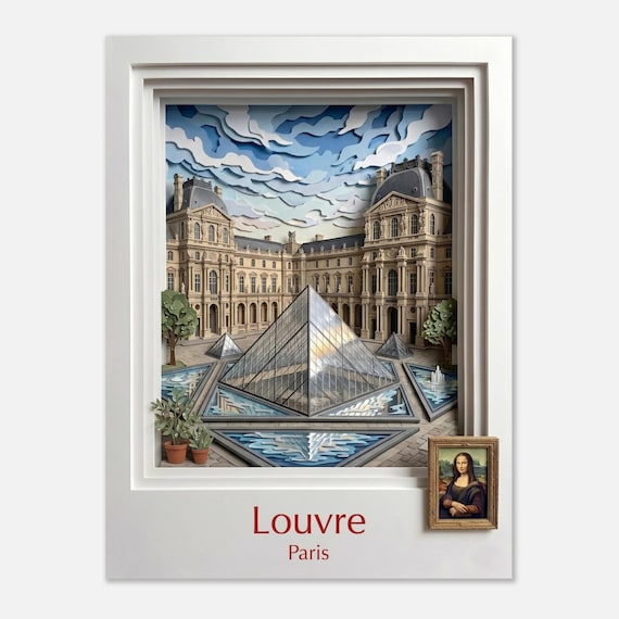LOUVRE - Paris France Travel Poster Print Art Wall Art