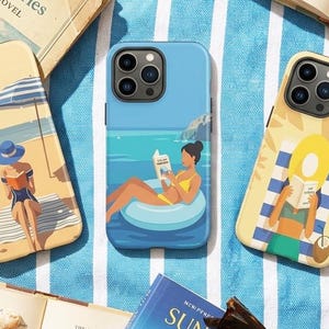 Book Lover Phone Case | Beach Reading iPhone Case | Summer Samsung Case | Coastal Google Pixel Cover | Reader Gift | Vacation Aesthetic