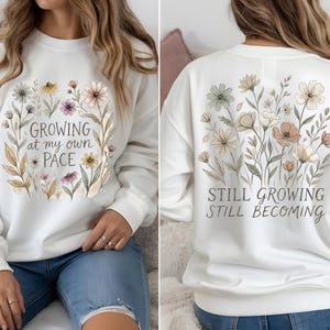 Boho Wildflower Mental Health PNG, Self Growth Quote, Hoodie Back Print (Digital Download)