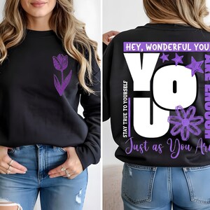 You Are Enough PNG, Purple Self Love Sublimation Design (Digital Download