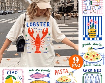 Italian Summer Clipart Bundle | Hand Drawn Mediterranean Vacation Graphics (PNG)