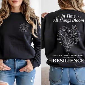 Resilience Floral Line Art PNG, Mental Health Design (Digital Download