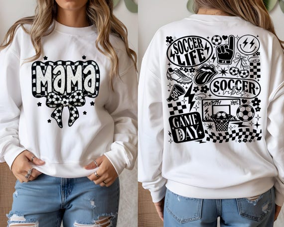 Soccer Mama Faux Crochet PNG, Trendy Collage Design (Instant Download)