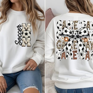 Soccer Mom PNG, Leopard Bow, Faux Embroidery Design (Instant Download)