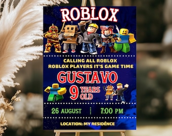 Invitación de cumpleaños de Roblox, fiesta de juegos, plantilla de avatar editable (descarga digital)