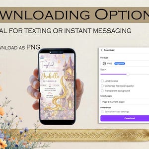 a hand holding a smartphone with a colorful and whimsical wallpaper, along with text indicating that the image is intended for texting or instant messaging and should be displayed as a PNG.