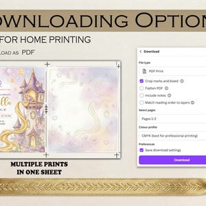 The image is a promotional graphic for a customizable birthday invitation featuring a castle and a castle-themed design.