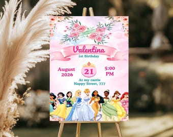 Plantilla de invitación de cumpleaños de princesa: Invitación a fiesta en el castillo real (descarga digital)