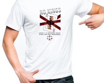 Camisa No Kings, camiseta Vive la République, top político antiautoritario
