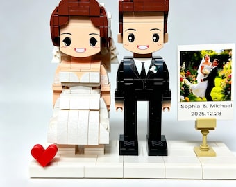 Personalized Wedding Brick Figures, Custom Couple Keepsake, DIY Block Figurines