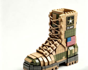 U.S. Army Combat Boot Building Blocks, Military Themed ABS Bricks, Patriotic Collectible Model