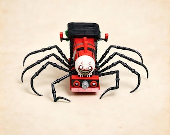 Horror Spider Train Building Block, Monster ABS Brick Model, Creepy Halloween Collectible Toy