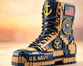 U.S. Navy Service Boot Building Block Model, ABS Bricks, Patriotic Display Decor, Veteran Gift