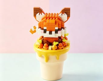 Animal Ice Cream Building Blocks, Micro Brick Set, ABS Puzzle Toy, Desk Decor