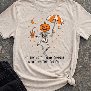 Skeleton Pumpkin Coffee Fall PNG, Autumn Vibes T-Shirt Design (Digital Download)