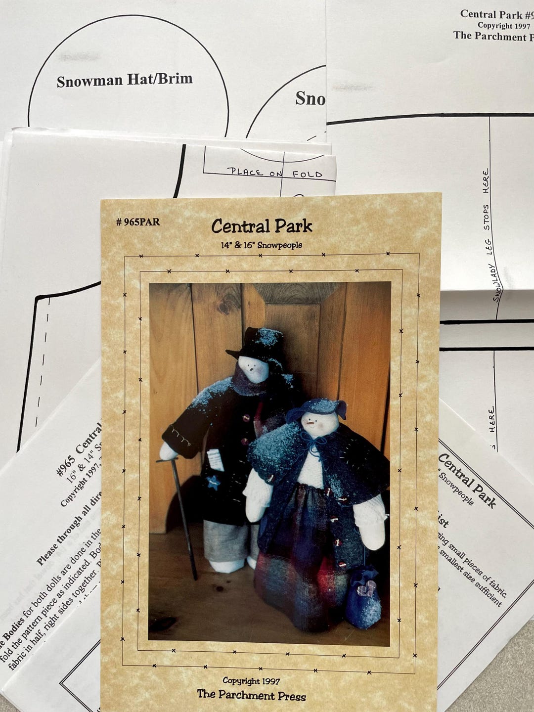 Press Pattern The Parchment Press Sewing Pattern SNOWPEOPLE Man and Woman Characters ...
