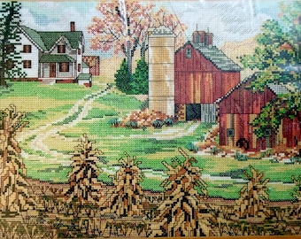 Vintage Candamar Designs Cross Stitch Kit -FALL HOUSE -from the Four Seasons Series by John Sloane