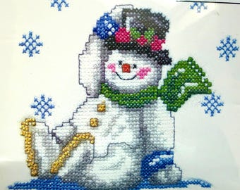 Candamar Designs  -SNOW MUCH FUN -Wearable Cross Stitch -Waste Canvas Fast Easy Fun !