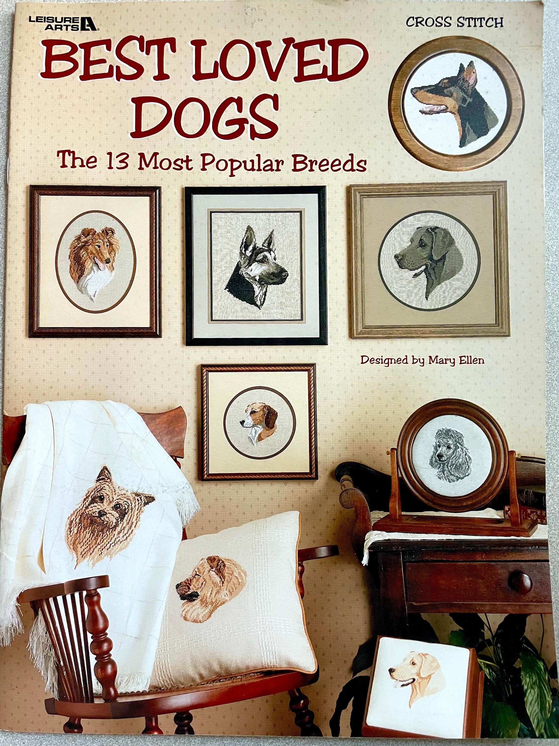Leisure Arts Cross Stitch Pattern Booklet BEST LOVED DOGS- 13 Popular Breeds- Beautiful Images Man's Best Friend Pleasure to Make