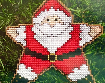 Janlynn Cross Stitch Ornament Kit- STAR SANTA Kit # SGP-1345 - Fast Easy Fun To Make !