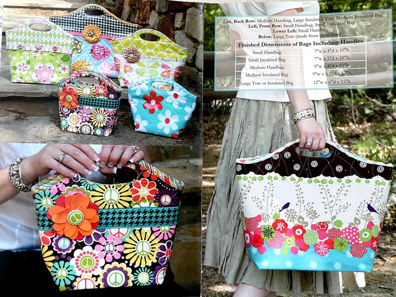 Serendipity Studio Sewing Pattern HANDBAG TOTE Insulated Bag 3 Styles
