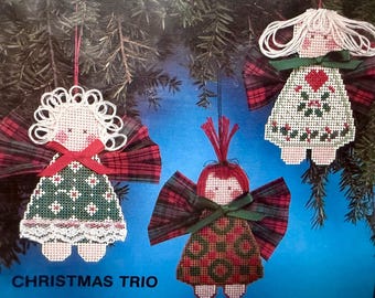 Astor Place Cross Stitch Ornament Kit -HEAVENLY HOLIDAYS- Angel Trio- Kit makes Three !