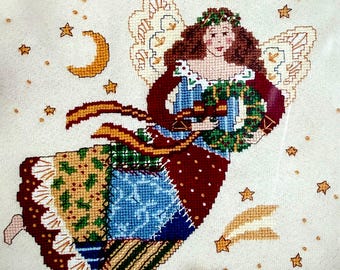 Dimensions Cross Stitch on Waste Canvas PATCHWORK ANGEL Make an Heirloom Quality Gift this Year !