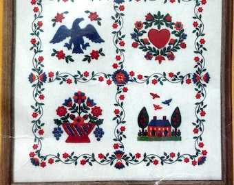 Vintage Creative Circle Crewel Embroidery Kit- TRADITIONAL AMERICANA - Beautiful Rich Colorful Project !