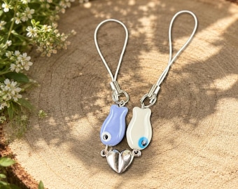 Matching Magnetic Fish Keychains for Couples, Split Fish Best Friend Keyring Set, Cute Ocean Charm, Kawaii Gift for Her and Him