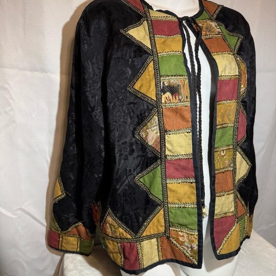 Allure Boho Patchwork Rayon Jacket Top Missy Smal… - image 2