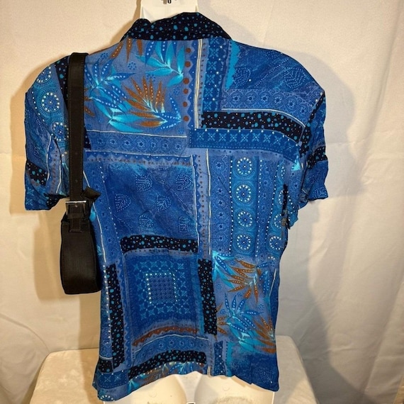 California Krush Blue Patchwork Button Front Shir… - image 3