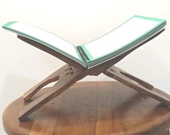 Handmade Carved Wooden Bible Stand, Foldable Book Holder, Prayer Table Decor