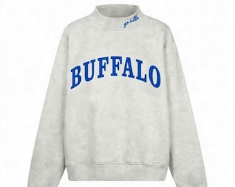 Customized Embroidered Mockneck Sweatshirt customized embroidery on neck and Chest  | Organic Cotton Fleece |  | Cheer Day Mockneck |