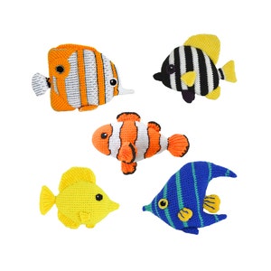 Tropical Fish Crochet Pattern, Amigurumi Fish Crochet Pattern Set: Clownfish, Striped Boarfish, Angelfish, Tang Fish, Butterfly Fish