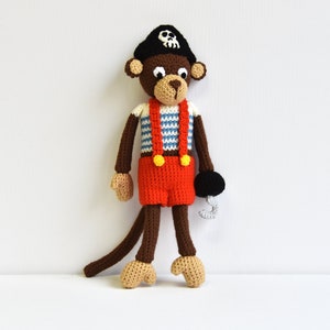 Pirate Monkey Crochet Pattern, Pirate Monkey Amigurumi, Crochet Monkey Amigurumi Pattern, Crochet Pattern, Pirate Monkey Crochet Pattern