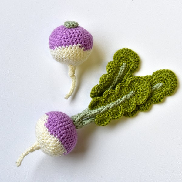 ENGELSTALIG HAAKPATROON Turnip Crochet Pattern, Vegetable Crochet Pattern, Veggie Amigurumi Food, Food Crochet Pattern, Toy Food Amigurumi