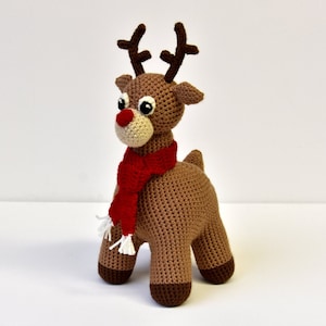 Christmas Reindeer Crochet Pattern, Reindeer Amigurumi, Red Nosed Reindeer Crochet Pattern, Rudolf Amigurumi, Christmas Crochet Pattern
