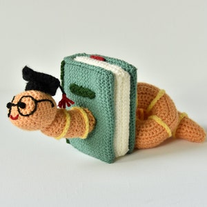 Bookworm Crochet Pattern, Crochet Bookworm Amigurumi, Book Crochet Pattern, Crochet Book Amigurumi, Crochet Worm Amigurumi, Book lovers