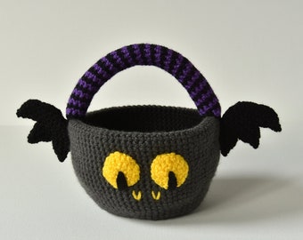 Süßes oder Saures Korb Häkelmuster, Fledermaus Häkelmuster, Halloween Häkelmuster, Vampir Candy Korb Häkelmuster, Haunted
