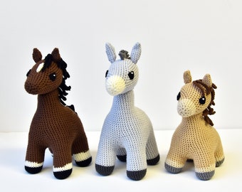 Horse Crochet Pattern Set, Pony Crochet Pattern, Donkey Crochet Pattern, Pony Amigurumi Pattern, Donkey Amigurumi Pattern, Horse Amigurumi