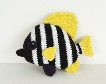 Striped Boarfish Crochet Pattern, Fish Amigurumi Pattern, Crochet Boarfish Pattern, Striped Boarfish Amigurumi, Tropical Fish Pattern