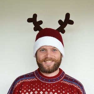 Reindeer Hat Crochet Pattern Red Nose Reindeer Hat Crochet Pattern Holiday Seasonal Festive Easy Christmas Hat Crochet Pattern image 1