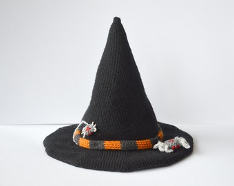 Modèle de crochet de chapeau de sorcière, modèle de crochet de chapeau d'Halloween, modèle de crochet d'Halloween, modèle de crochet de chapeau méchant, crochet saisonnier