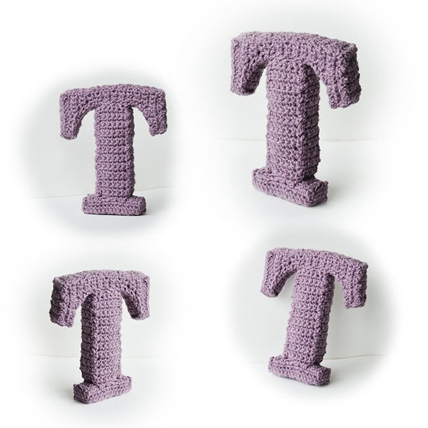 Letter T Crochet Pattern, 3D Alphabet crochet pattern, 3d words pattern, 3d letters pattern, words home deco, decorative letters crochet