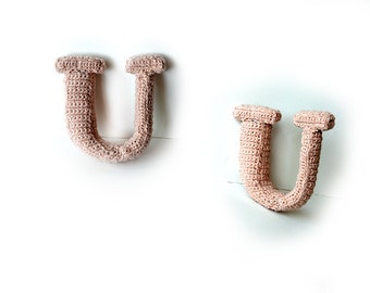 Letter U Crochet Pattern, 3D Alphabet crochet pattern, 3d words pattern, 3d letters pattern, words home deco, decorative letters crochet